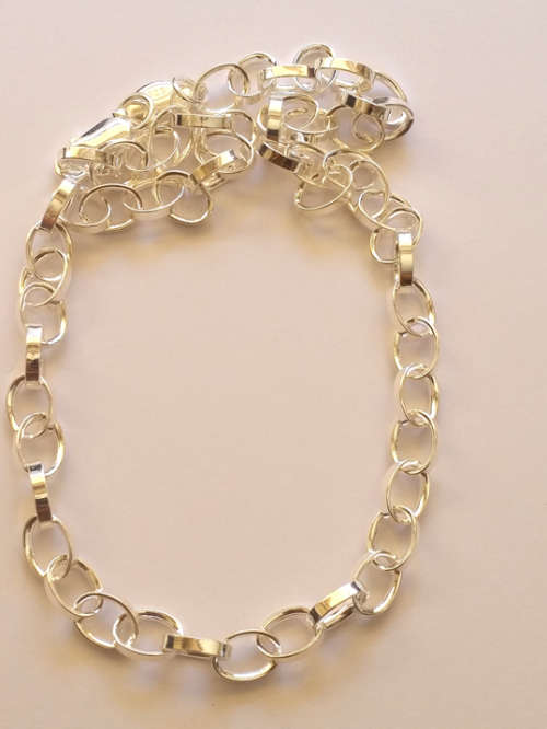 Silver 50cm Rolo Mezzo Tondo Necklace